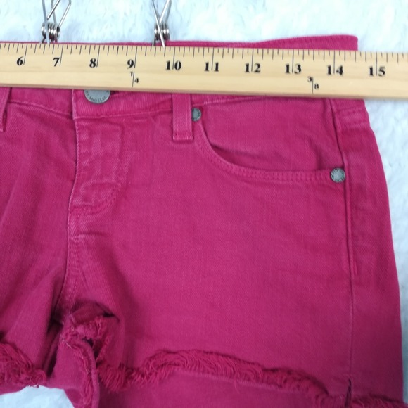 Paige Womens Shorts Shortie Denim Cut Off Mini Red Low Rise 2‎ 1/2" Inseam 26 - Picture 4 of 8